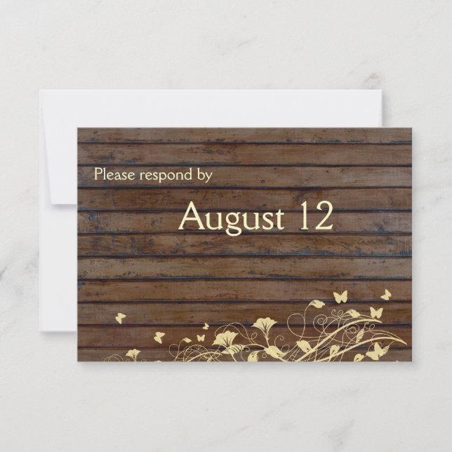 Dark Brown Wood rsvp con sobres (Anverso)