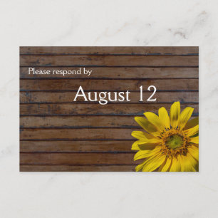 Dark Brown Wood Sunflower rsvp con sobres