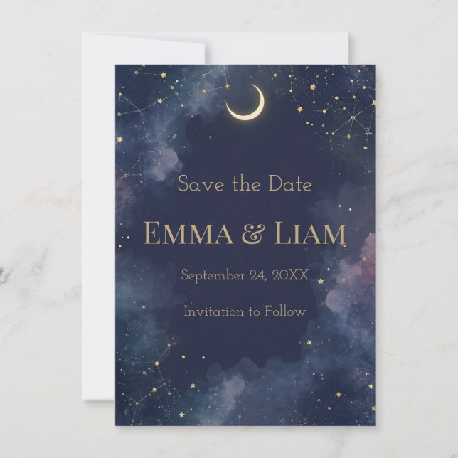 Dark Celestial Save the Date | Luna creciente (Anverso)