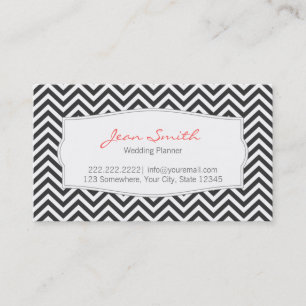 Dark Chevron Stripes Wedding Planner Tarjeta de Ne
