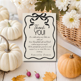 Dark Coquette Black bow Gracias Tarjeta Baby Showe