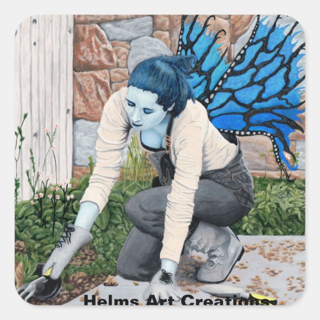 Dark Fairy Gardener Gardening Fantasy Art Pegatina (Anverso)