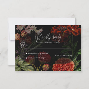 Dark Floral Moody Wedding RSVP