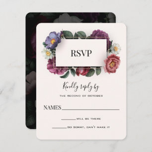 Dark Florals Tarjeta de respuesta Boda moderna