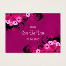 Dark Fuchsia Floral Wedding Save The Date Cards