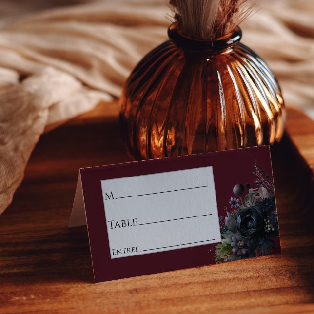 Dark Gothic Floral Borgoña Boda Tarjeta de plaza (Subido por el creador)