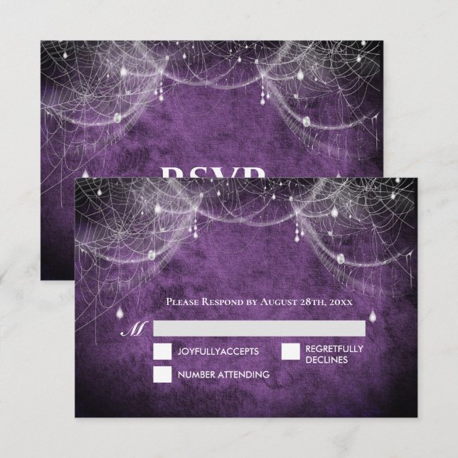 Dark Gothic Halloween Wedding RSVP Card (Anverso / Reverso)