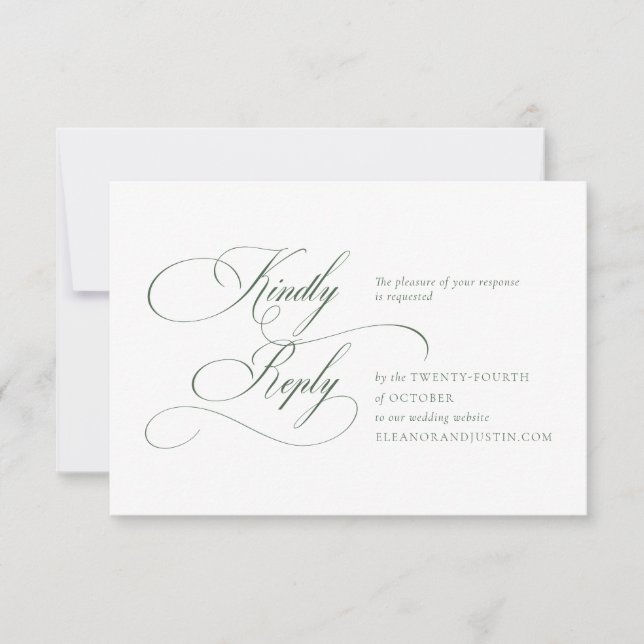 Dark Green Monogram Wedding RSVP Card (Anverso)