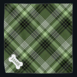Dark Green Plaid Custom Name Dog Bandana<br><div class="desc">Dark Green Plaid Custom Name Dog Bandana</div>