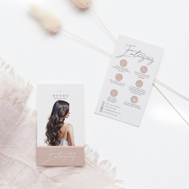 Dark Hair Extensions Care Hang Tag Card (Subido por el creador)