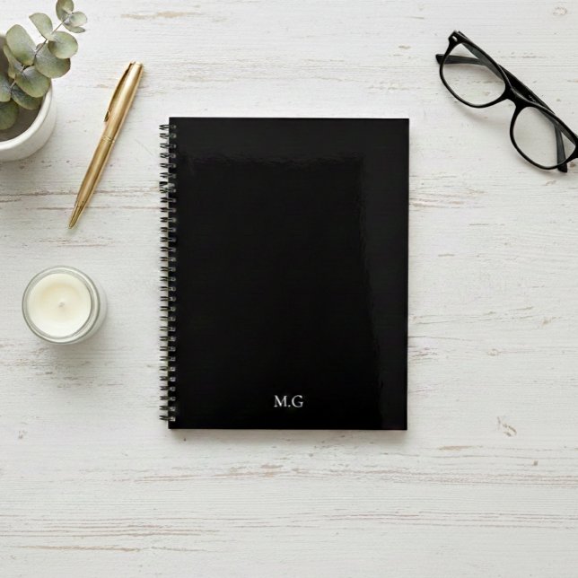 Dark Mode Stationary Glossy Black Agenda Initials (Subido por el creador)