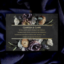 Dark Moody Bold Boda Floral Dorado Invitación Reli