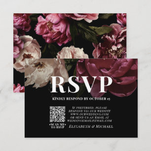 Dark Moody Rubor Burgundy QR Boda de código RSVP
