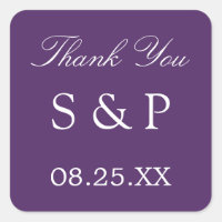 Dark Purple Wedding Favor Gracias Pegatina