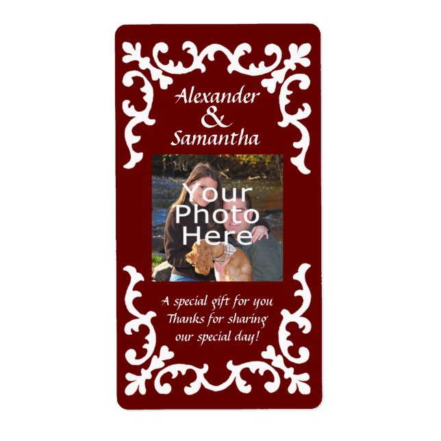 Dark Red Boda Regalo o Etiqueta de Favor (Frente)