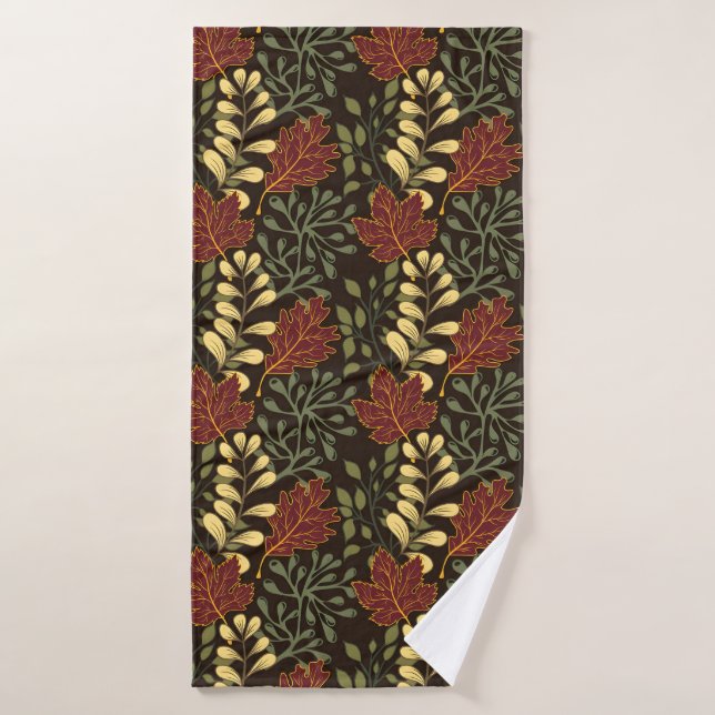 Dark red maple leaves floral pattern (Toalla de baño)