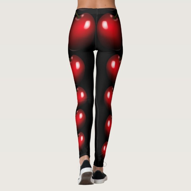 Dark Red Sweet Cherries Leggings (Reverso)