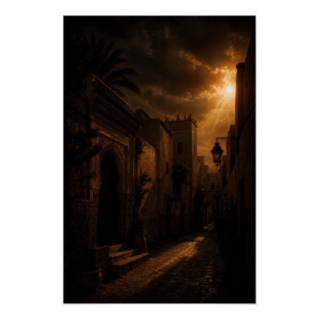 Dark Riad Alley Sunburst Poster (Anverso)