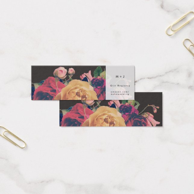 Dark Rosa Botanical Fete Registry Insert Card (Oficina)