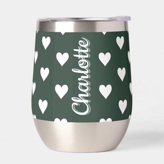 Dark Sage Green Hearts Personalized Name (Izquierdo)