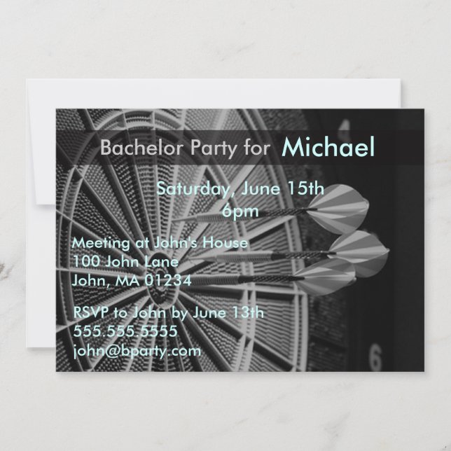 Darts Tarjetas de invitación de la fiesta de solte (Anverso)