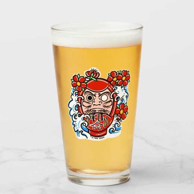 DARUMA DOLL Craft Beer Pint Glass (Anverso (lleno))