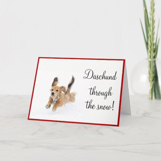 ¡Daschund a través de la nieve! Tarjeta (Anverso)