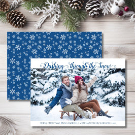 Dashing a través de la tarjeta de foto de Navidad 