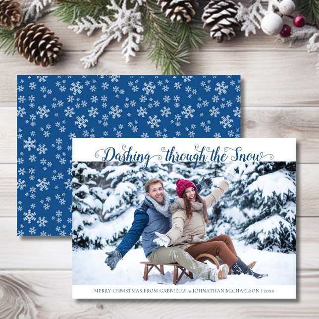 Dashing a través de la tarjeta de foto de Navidad  (Dashing Through the Snow Christmas Photo Card)