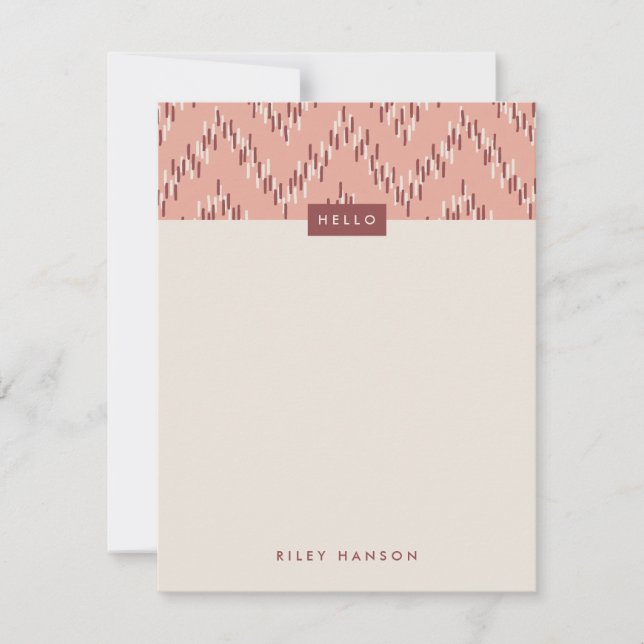 Dashing Boho Ikat Zig Zag Stationery - Rojo (Anverso)