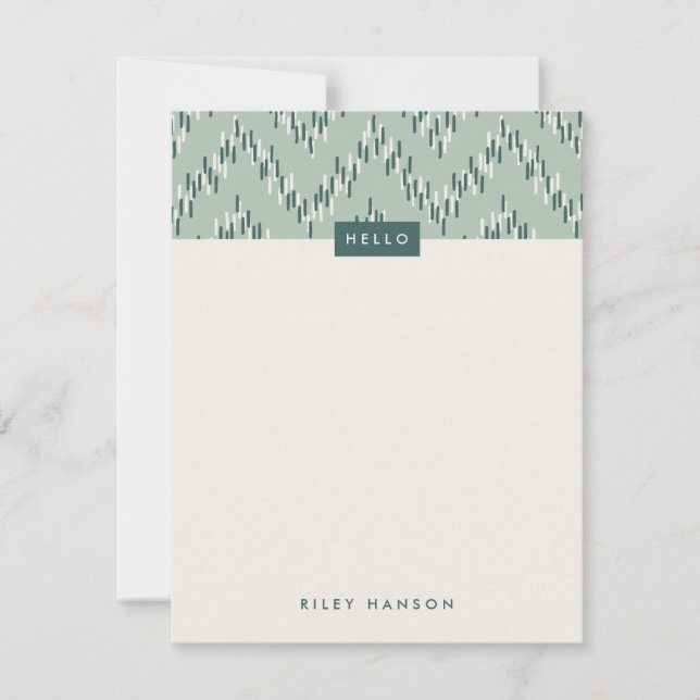 Dashing Boho Ikat Zig Zag Stationery - Verde azula (Anverso)