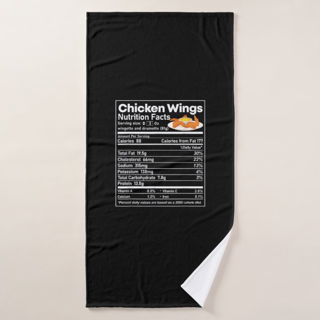 Dato Nutricional Divertido de Alas de Pollo Acción (Toalla de baño)
