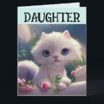 DAUGHTER CUTE WHITE CAT BIRMANDAD Tarjeta de felic<br><div class="desc">TARJETA DE CUMPLEAJE DE CUMPLEAÑOS DE CUATRO AÑOS DE LA NIÑA CUTE EN BLANCO</div>