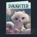 DAUGHTER CUTE WHITE CAT BIRMANDAD Tarjeta de felic<br><div class="desc">TARJETA DE CUMPLEAJE DE CUMPLEAÑOS DE CUATRO AÑOS DE LA NIÑA CUTE EN BLANCO</div>