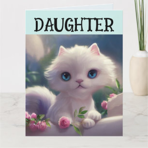 DAUGHTER CUTE WHITE CAT BIRMANDAD Tarjeta de felic