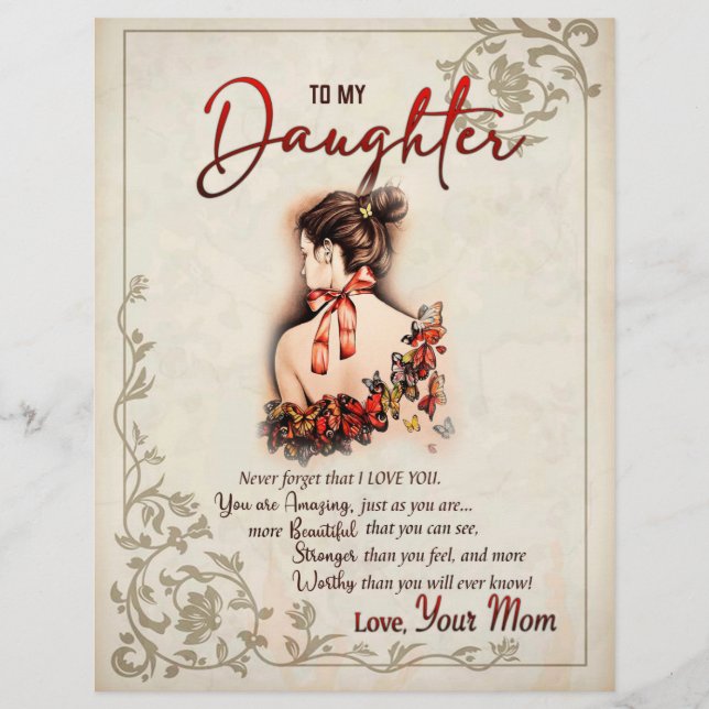 Daughter Gift | Carta A Mi Hija De Mamá (Anverso)