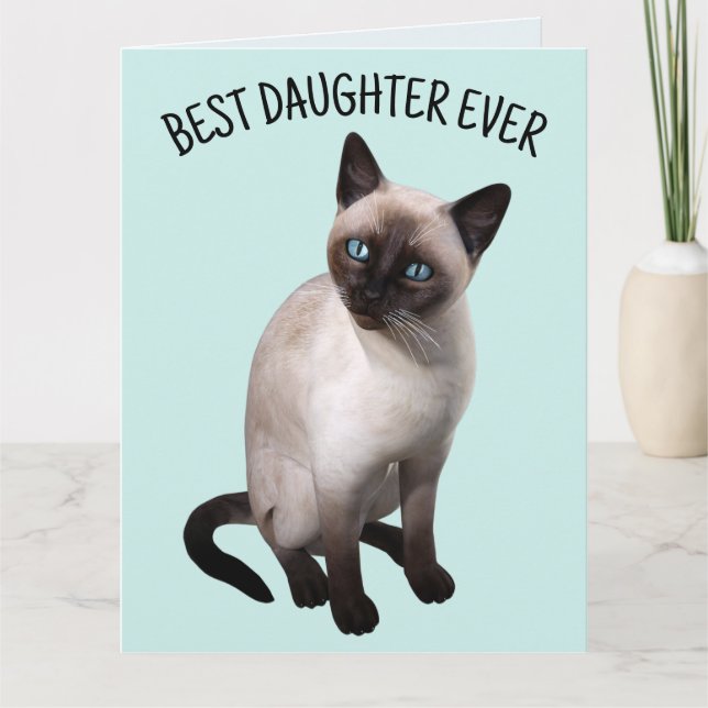 DAUGHTER SIAMESE CAT BIRTHDAY Tarjeta de saludo (Anverso)
