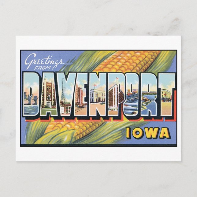 Davenport de época, postal de Iowa (Anverso)