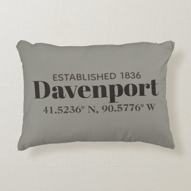 Davenport, Iowa coordina la almohada (Anverso)