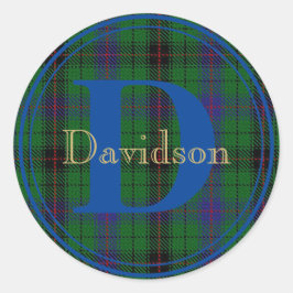 Davidson Tartan Blue Monograma Sello Pegatina