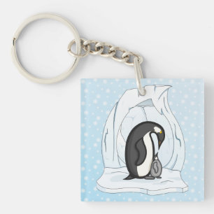 Davin y Annie los pingüinos llavero de acrílico