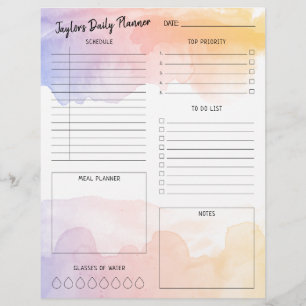 Dawn Watercolor Ombre Daily Planner Hoja