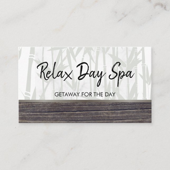 Day Spa Bamboo Wood Trim Tarjeta de cita (Anverso)