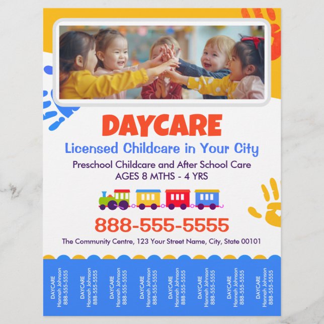 Daycare Childcare Kids Tear-Offs Flyer Template (Frente)