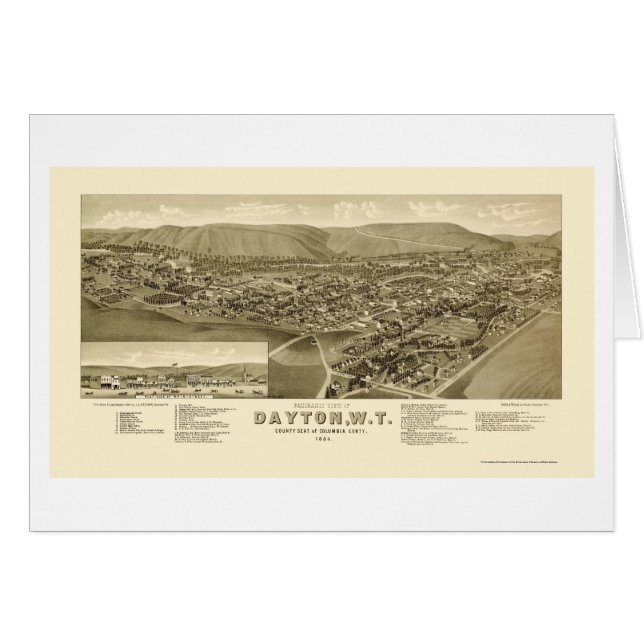 Dayton, mapa panorámico de WA - 1884 (Anverso (Horizontal))
