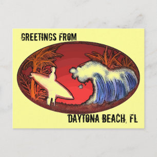 Daytona Beach Florida saludos postal de surf