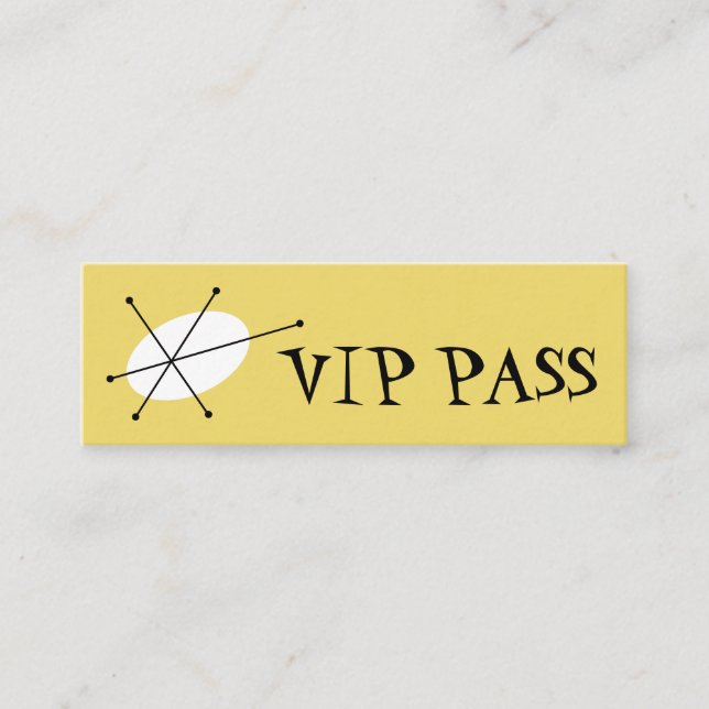 Dazzle Amarillo 'VIP PASS' tarjeta de visita delga (Anverso)