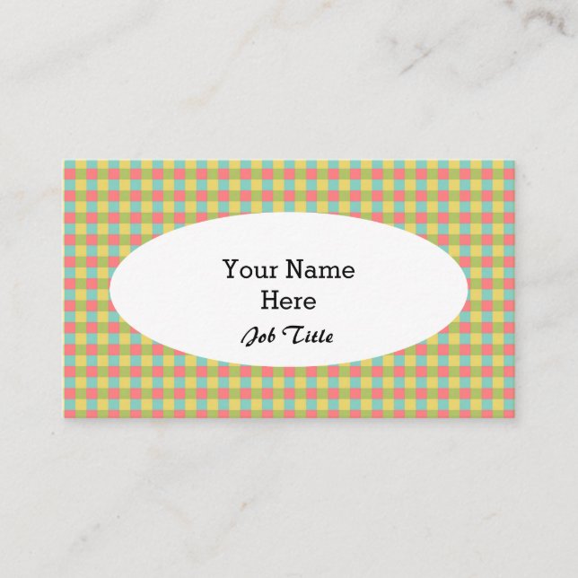 Dazzle Check tarjeta de visita blanco ovalado (Anverso)