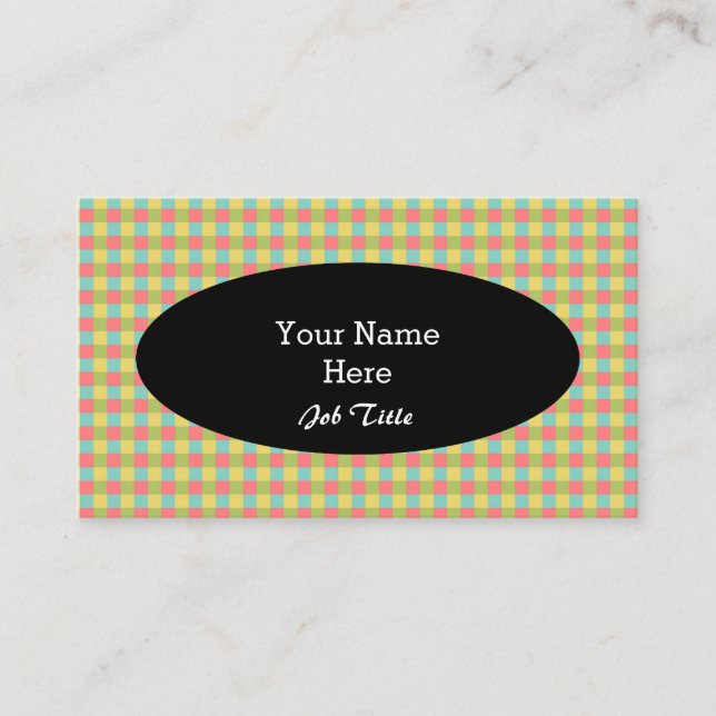 Dazzle Check tarjeta de visita negro ovalado (Anverso)