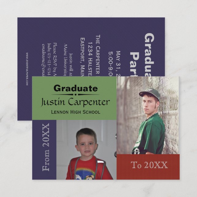 De 20XX A 20XX 2 Foto - Invitación 3x5 Grad (Anverso / Reverso)
